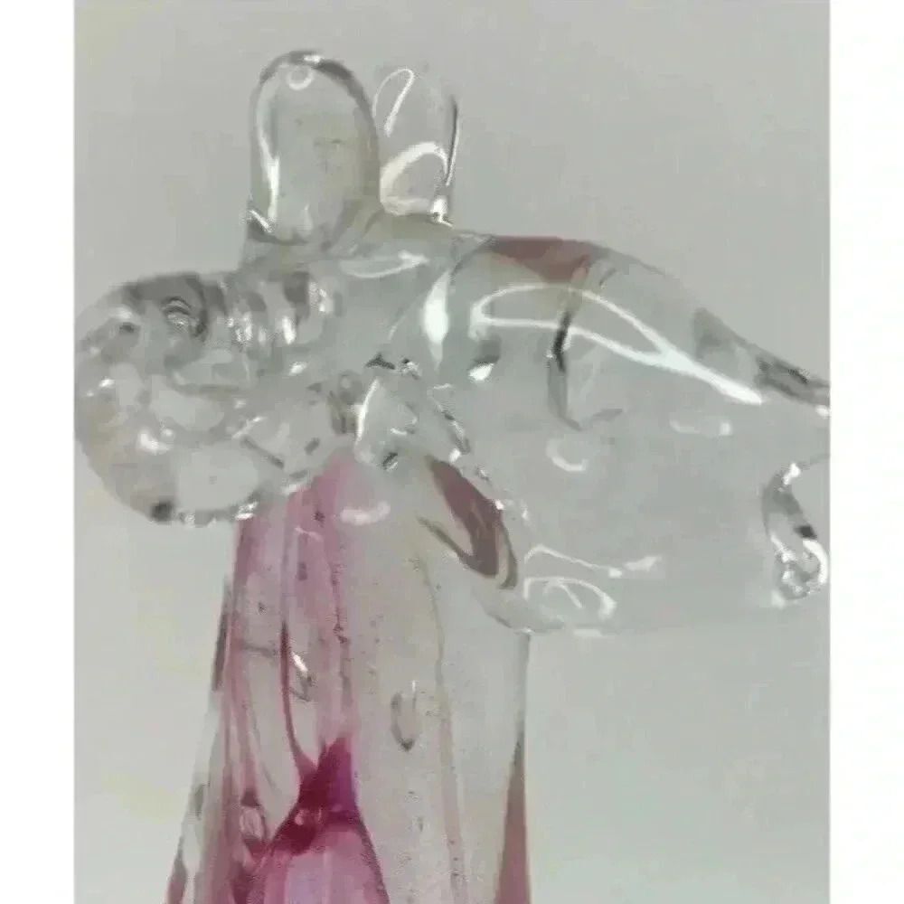 Giraffe Art Glass Paperweight 6" Pink Swirl Figurine Safari Baby Standing - Picture 5 of 8